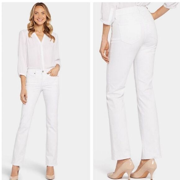 NYDJ MARILYN Straight Leg Slimming Jeans Optic White Size 16P New - Picture 1 of 16